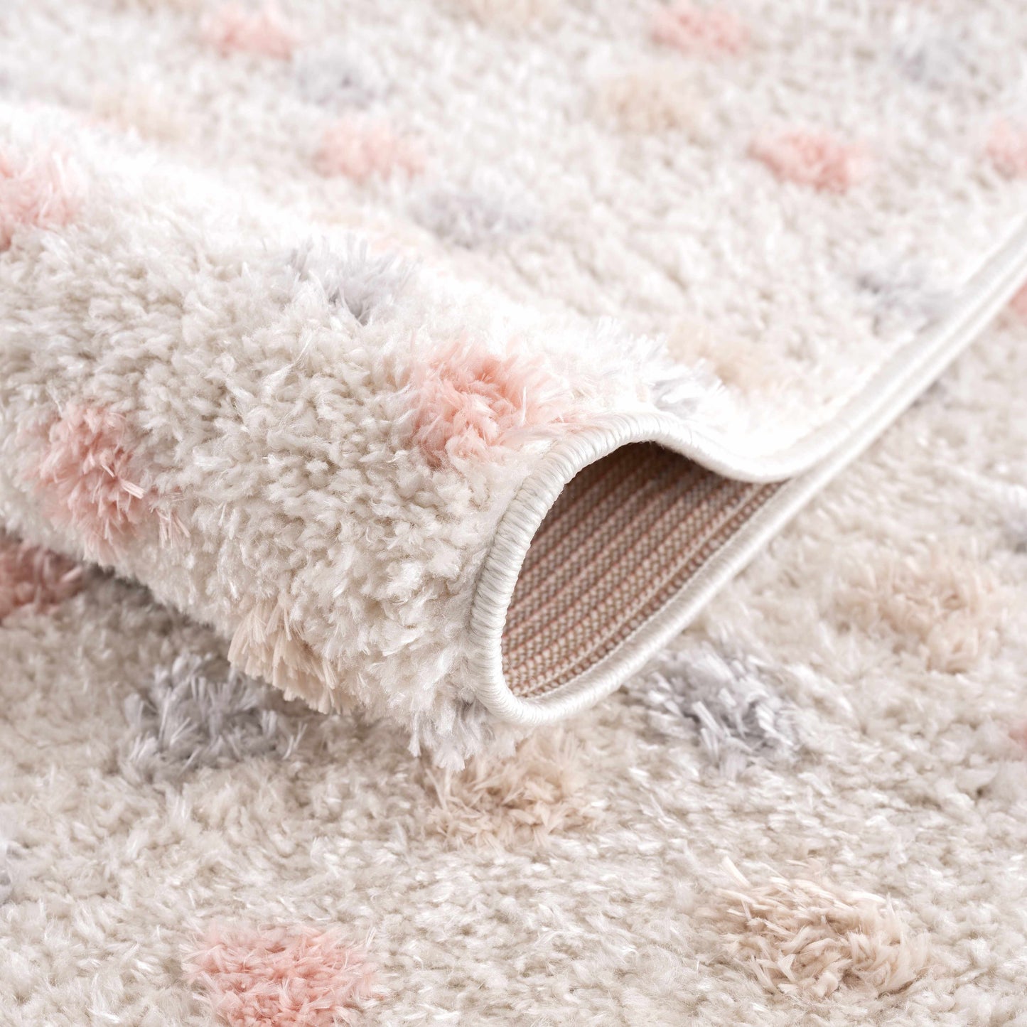 Pink & Cream Dotted Nursery Rug