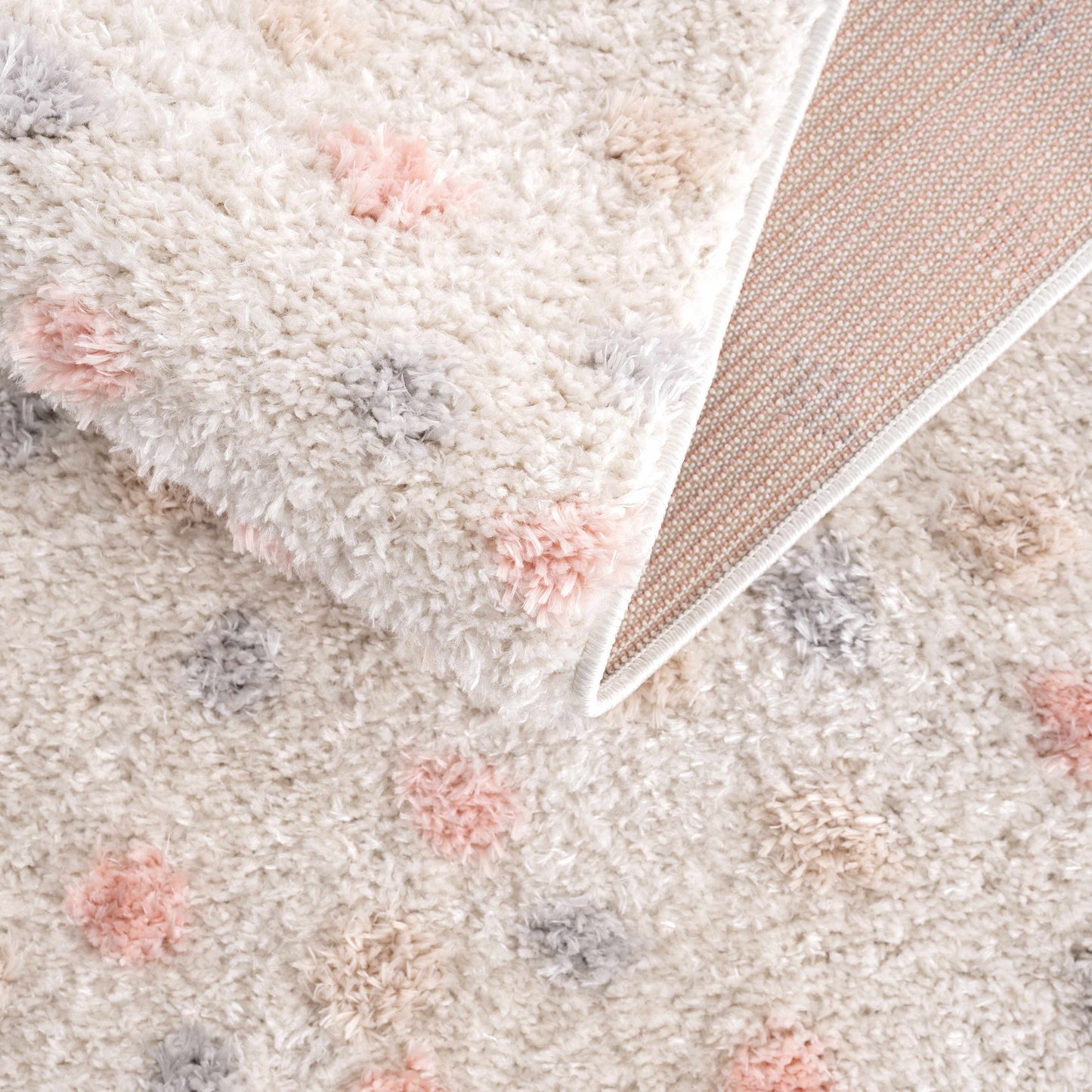Pink & Cream Dotted Nursery Rug