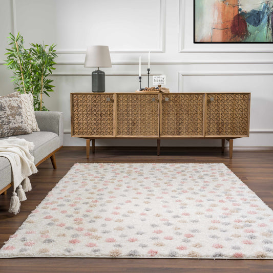 Pink & Cream Dotted Nursery Rug
