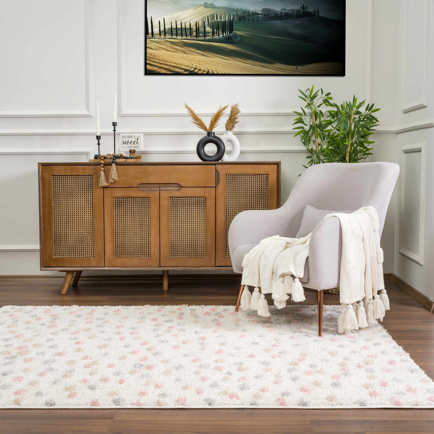 Pink & Cream Dotted Nursery Rug