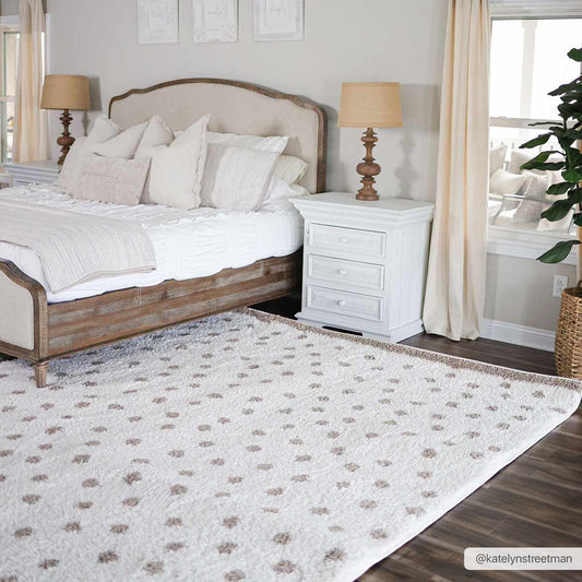 Dotted Cream & Brown Plush Rug