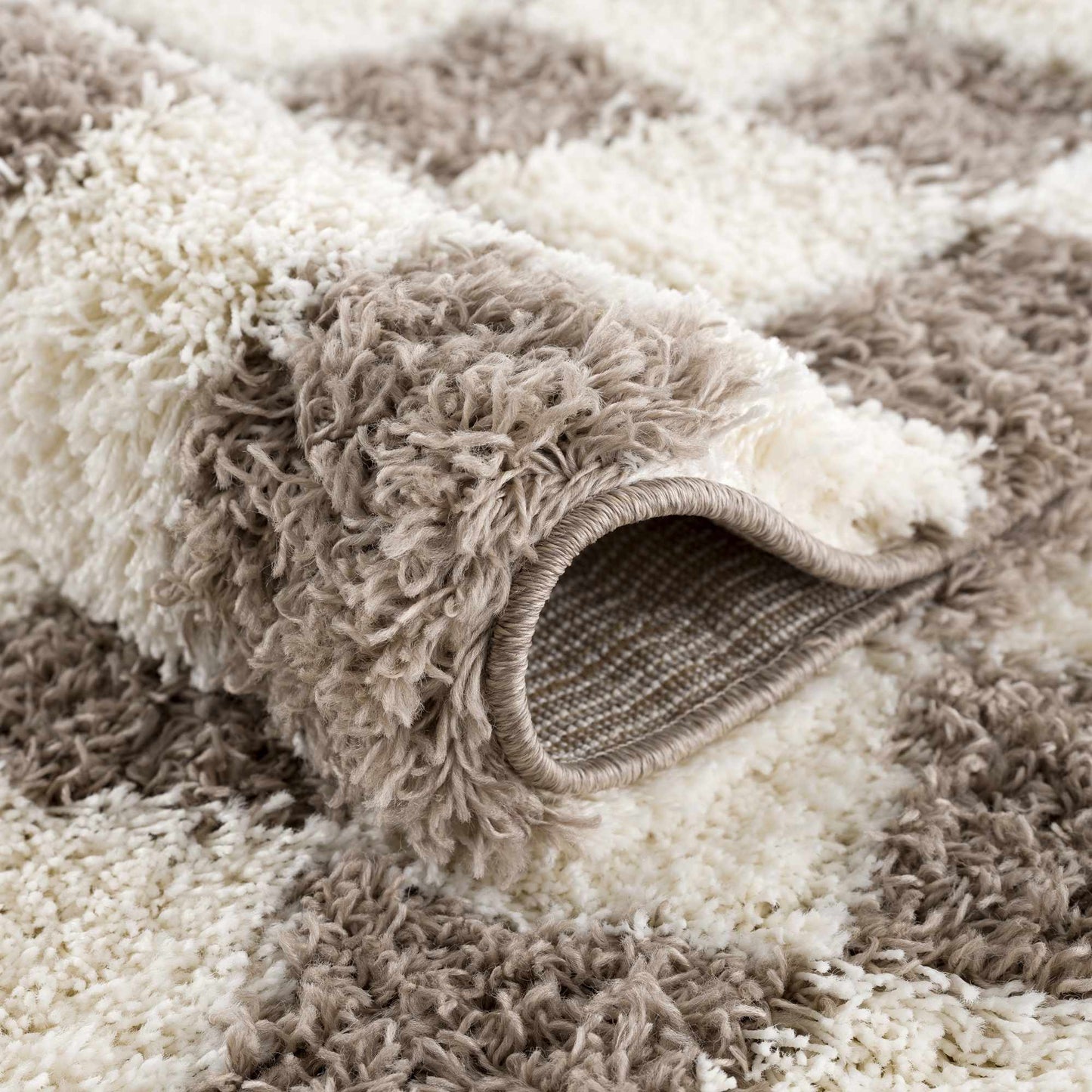 Brown Checkered Area Rug