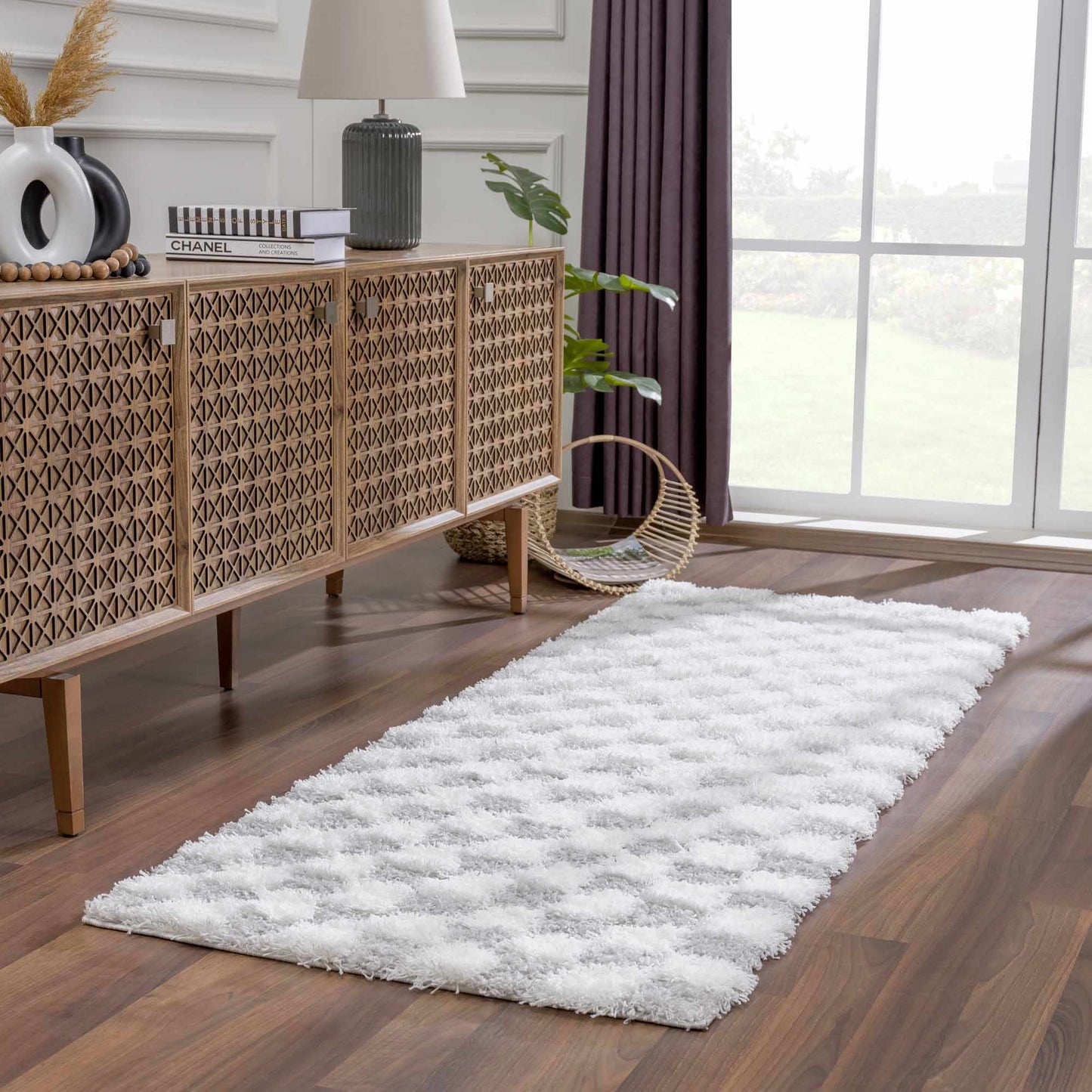 Gray Checkered Area Rug