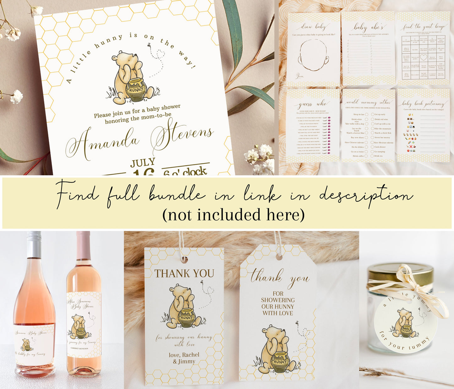 Editable Winnie the Pooh Baby Shower Calendar