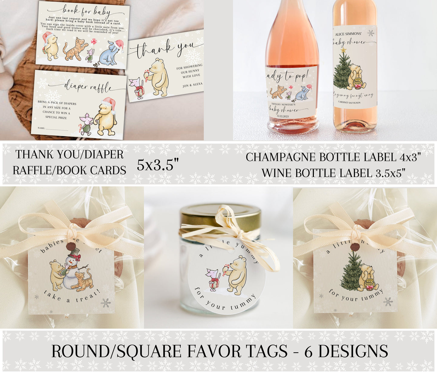 Christmas Pooh Bear Baby Shower Templates