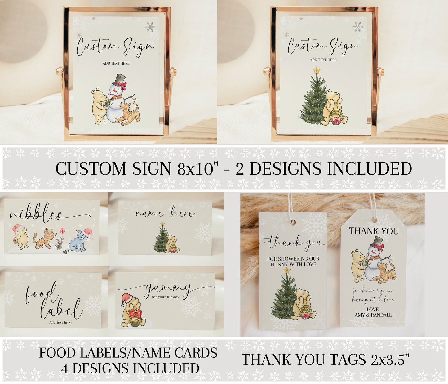 Christmas Pooh Bear Baby Shower Templates