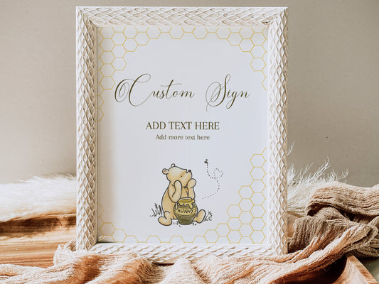 Winnie the Pooh Baby Shower Editable Sign