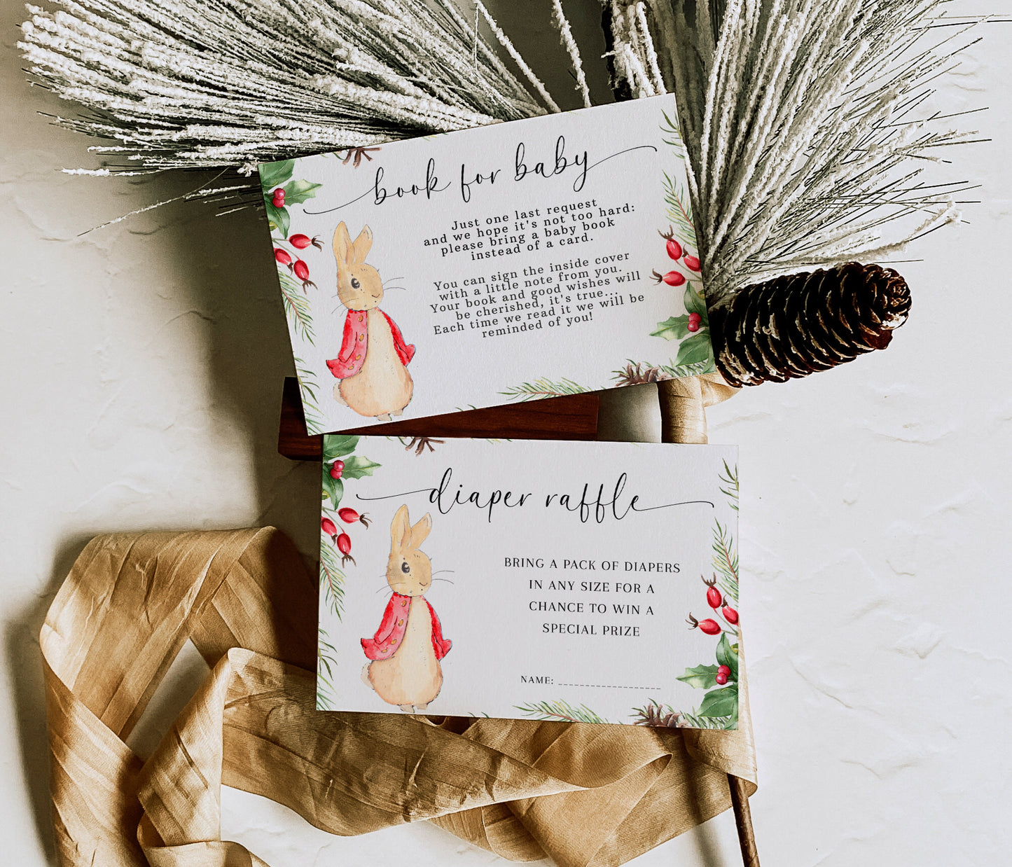 Christmas Peter Rabbit Baby Shower Invitation Suite