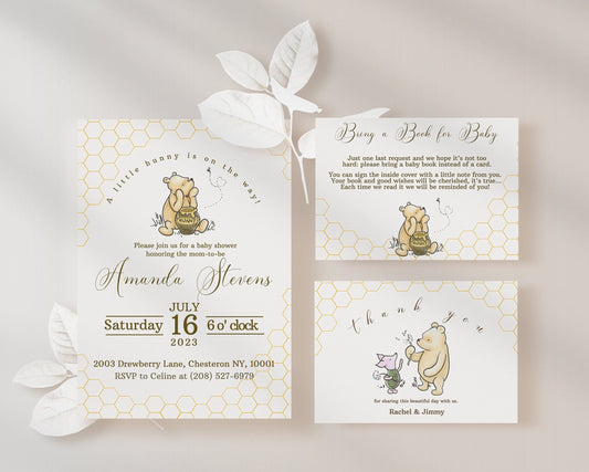 Winnie the Pooh Baby Shower Invitation Editable Template