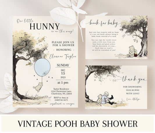 Classic Winnie the Pooh Baby Shower Invitation Suite