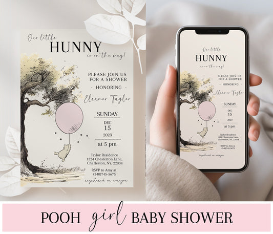 Pooh Girl Baby Shower Invitation Templates