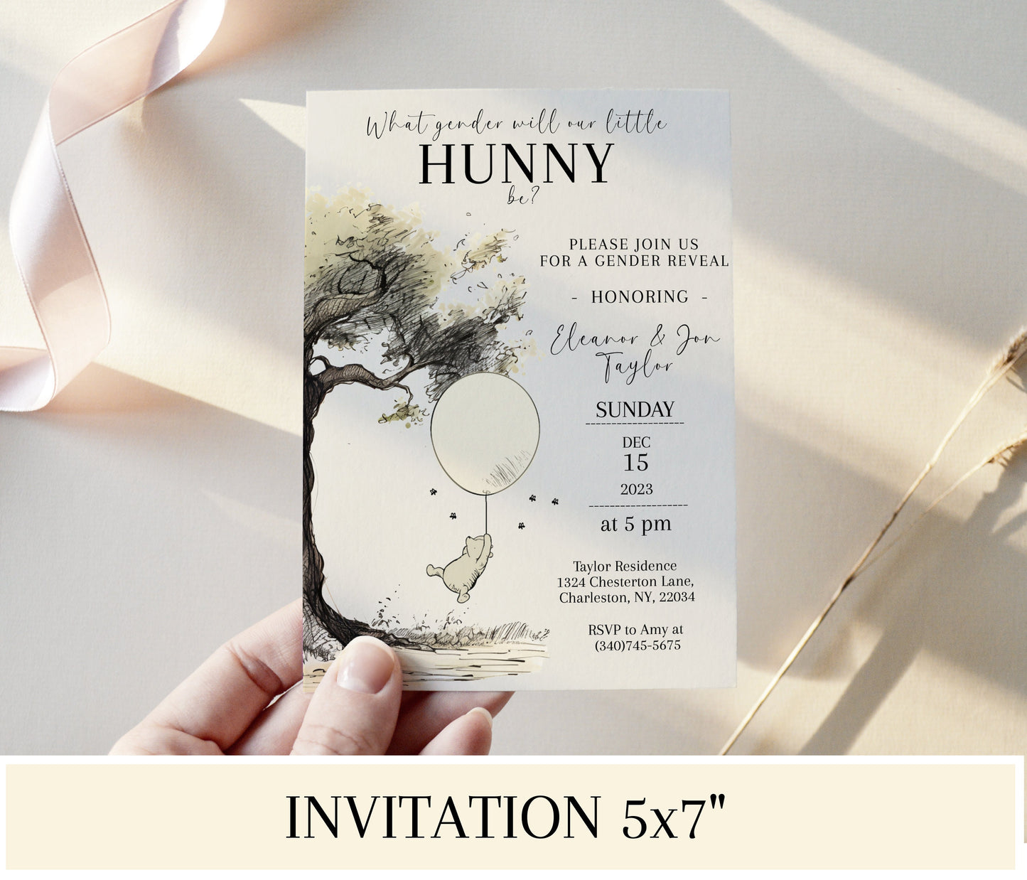 Classic Pooh Gender Reveal Invitation Suite