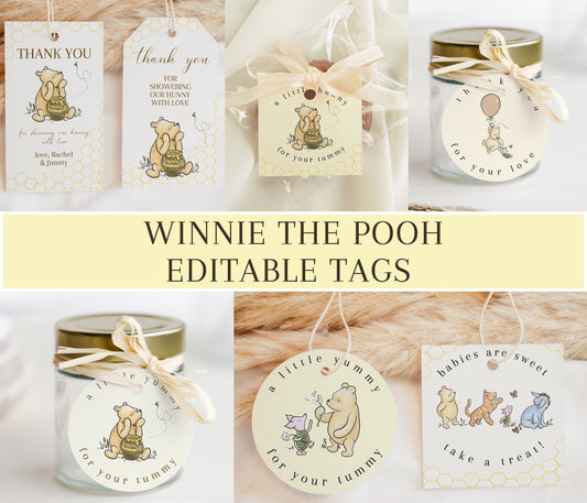 Editable Winnie the Pooh Favor Tags