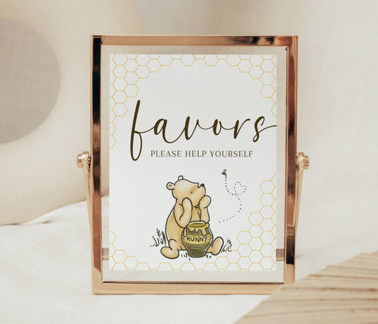 Winnie the Pooh Editable Favor Sign