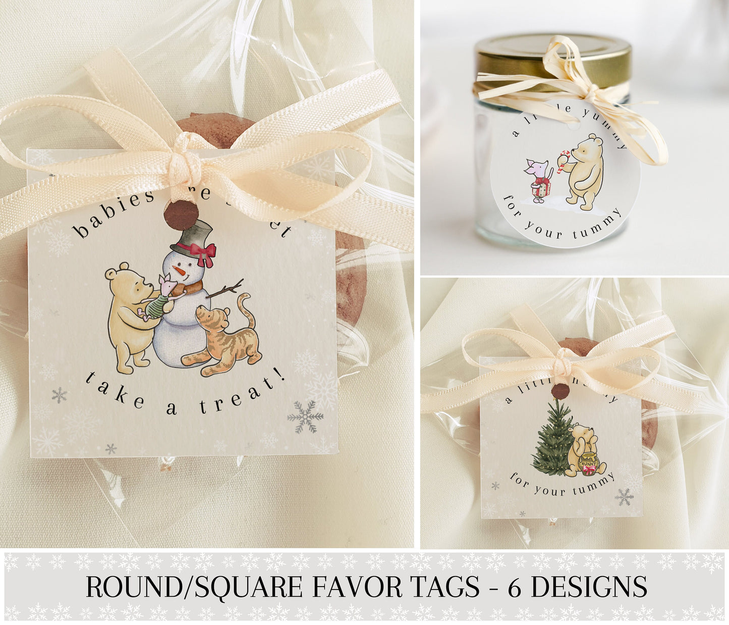 Christmas Pooh First Birthday Invitation Bundle
