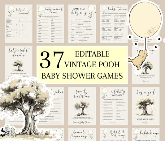 Vintage Pooh Baby Shower Games