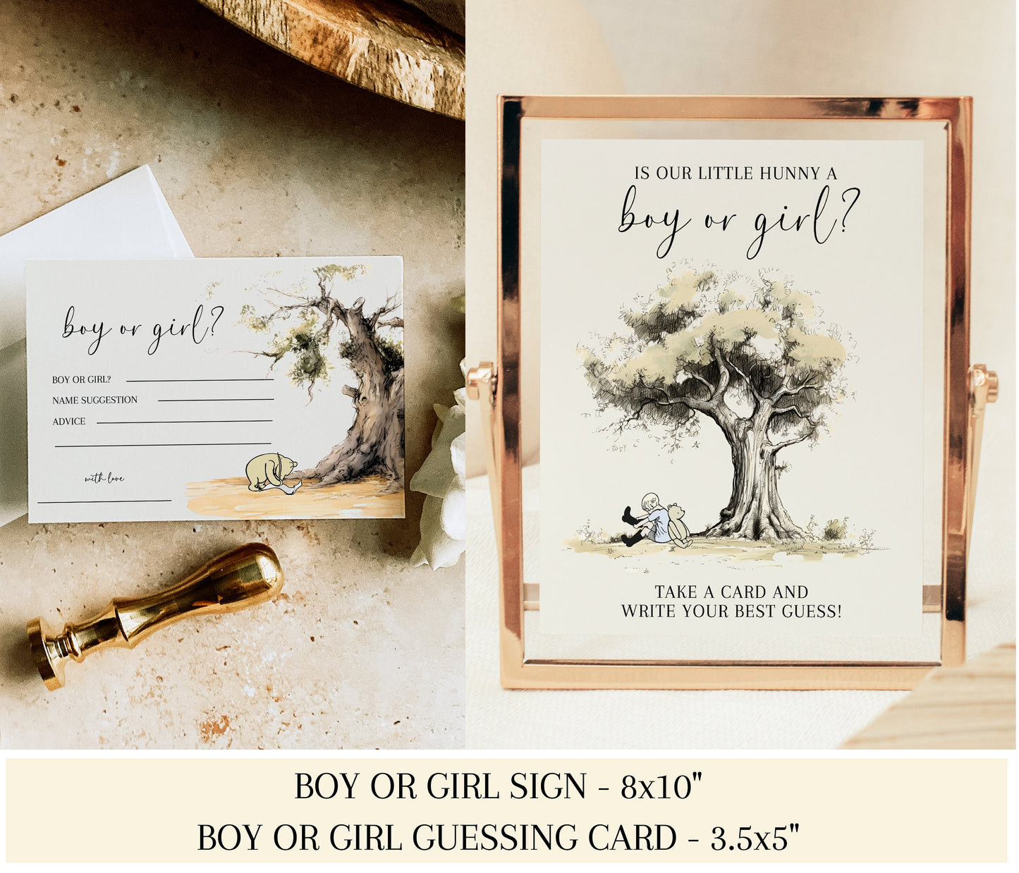 Classic Pooh Gender Reveal Invitation Suite