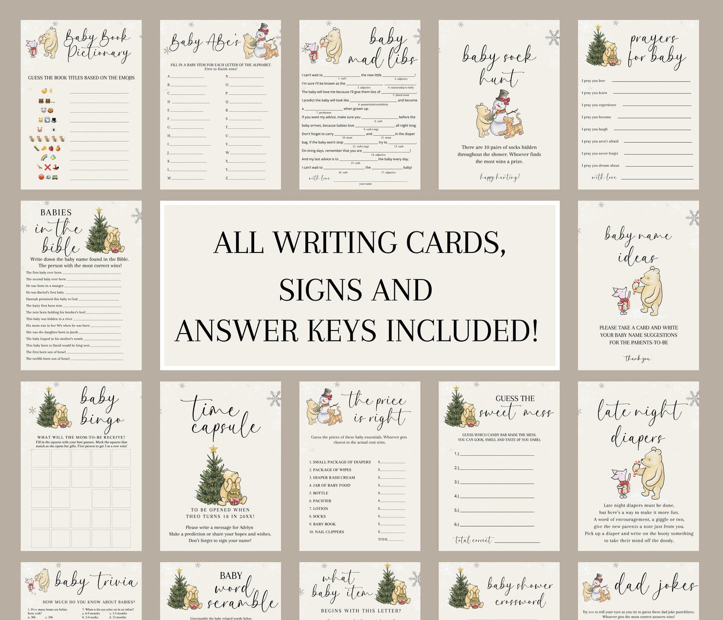 Christmas Winnie the Pooh Baby Shower Games