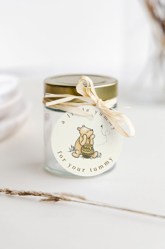 Editable Honey Jar Pooh Bear Tags