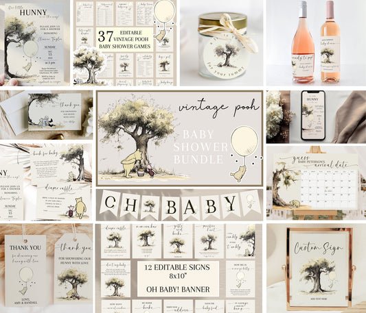 Vintage Winnie The Pooh Baby Shower Bundle