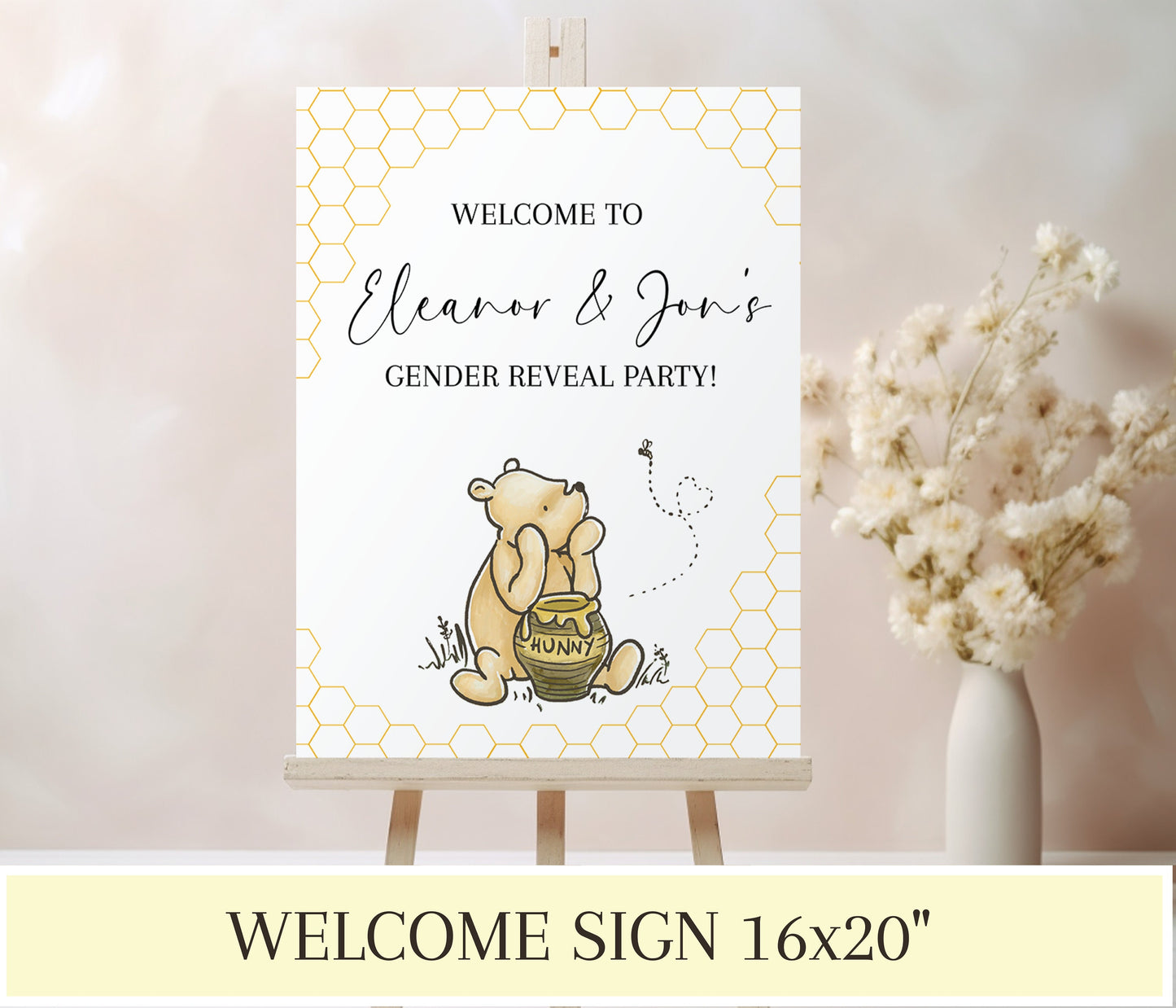 Classic Winnie the Pooh Gender Reveal Invitation Bundle