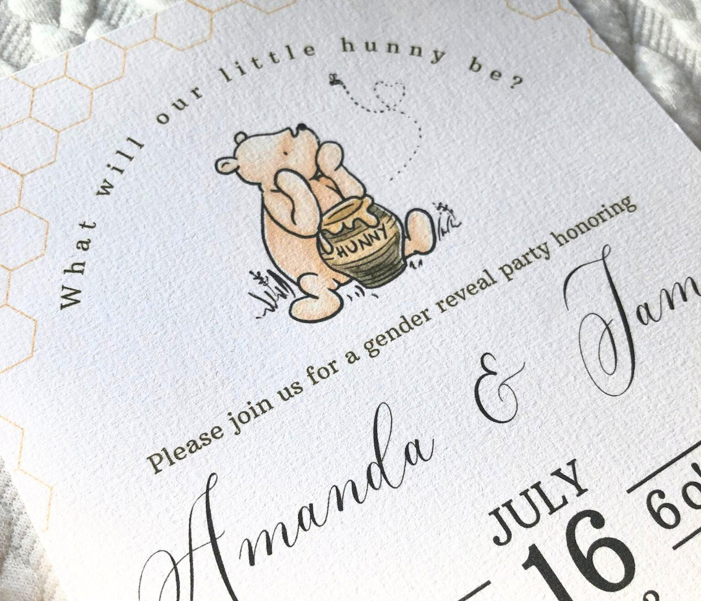 Classic Winnie the Pooh Gender Reveal Invitation Bundle