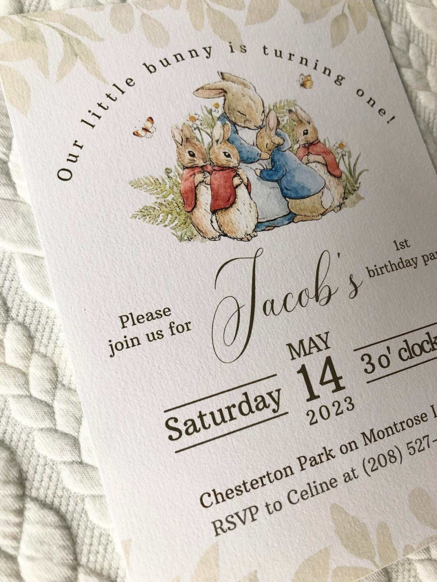 Beatrix Potter First Birthday Invitation