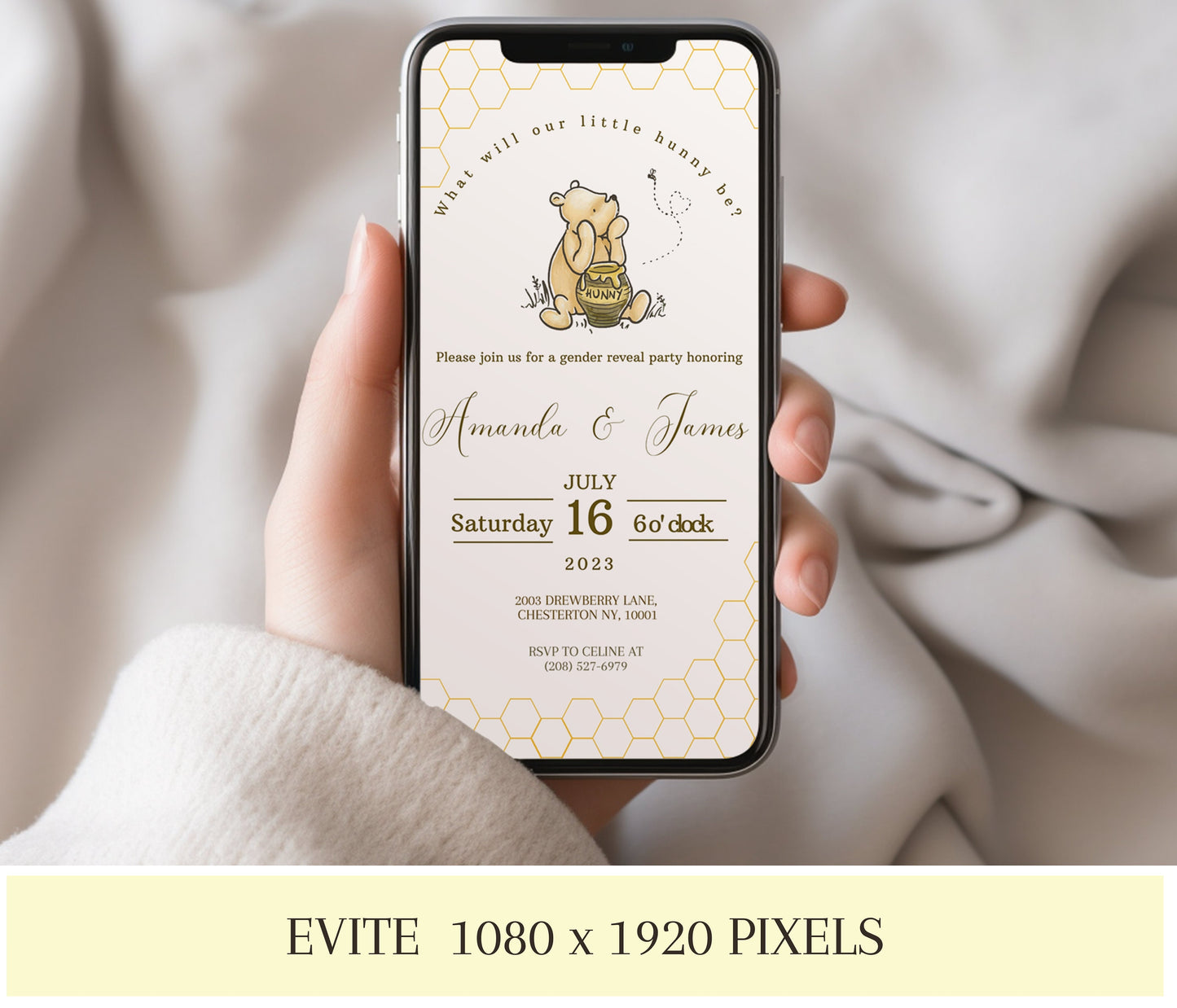 Classic Winnie the Pooh Gender Reveal Invitation Bundle