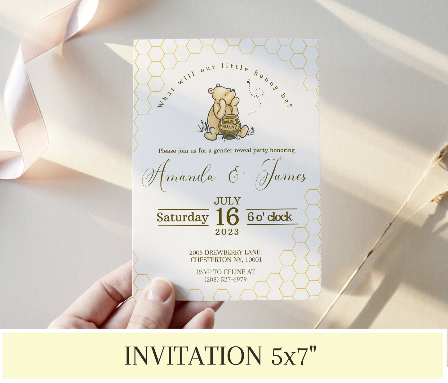 Classic Winnie the Pooh Gender Reveal Invitation Bundle