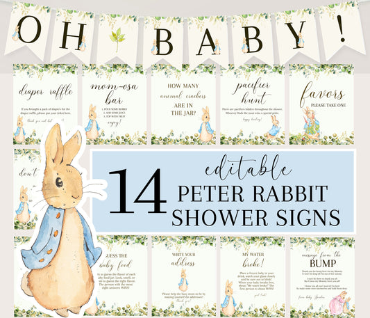 Peter Rabbit Baby Shower Signs Pack