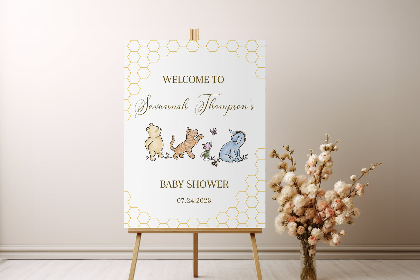 Winnie the Pooh Baby Shower Editable Welcome Sign