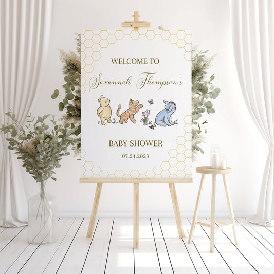 Winnie the Pooh Baby Shower Editable Welcome Sign
