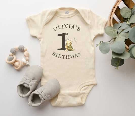 Pooh First Birthday Baby Shirt