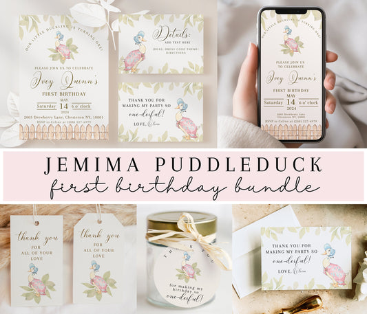 Jemima Puddleduck 1st Birthday Invitation Template