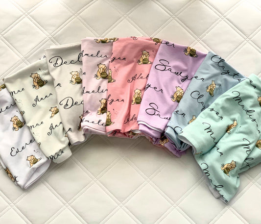 Personalized Winnie the Pooh Baby Swaddle
