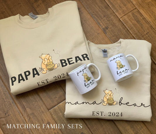 Papa Bear & Mama Bear Crewneck Set