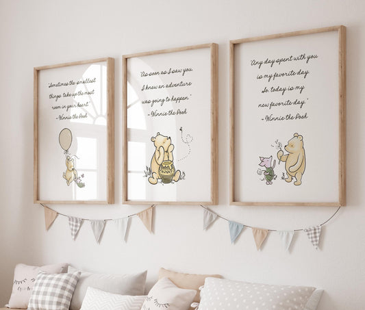 Set of 3 Winnie the Pooh Quotes Digital Nursery Prints