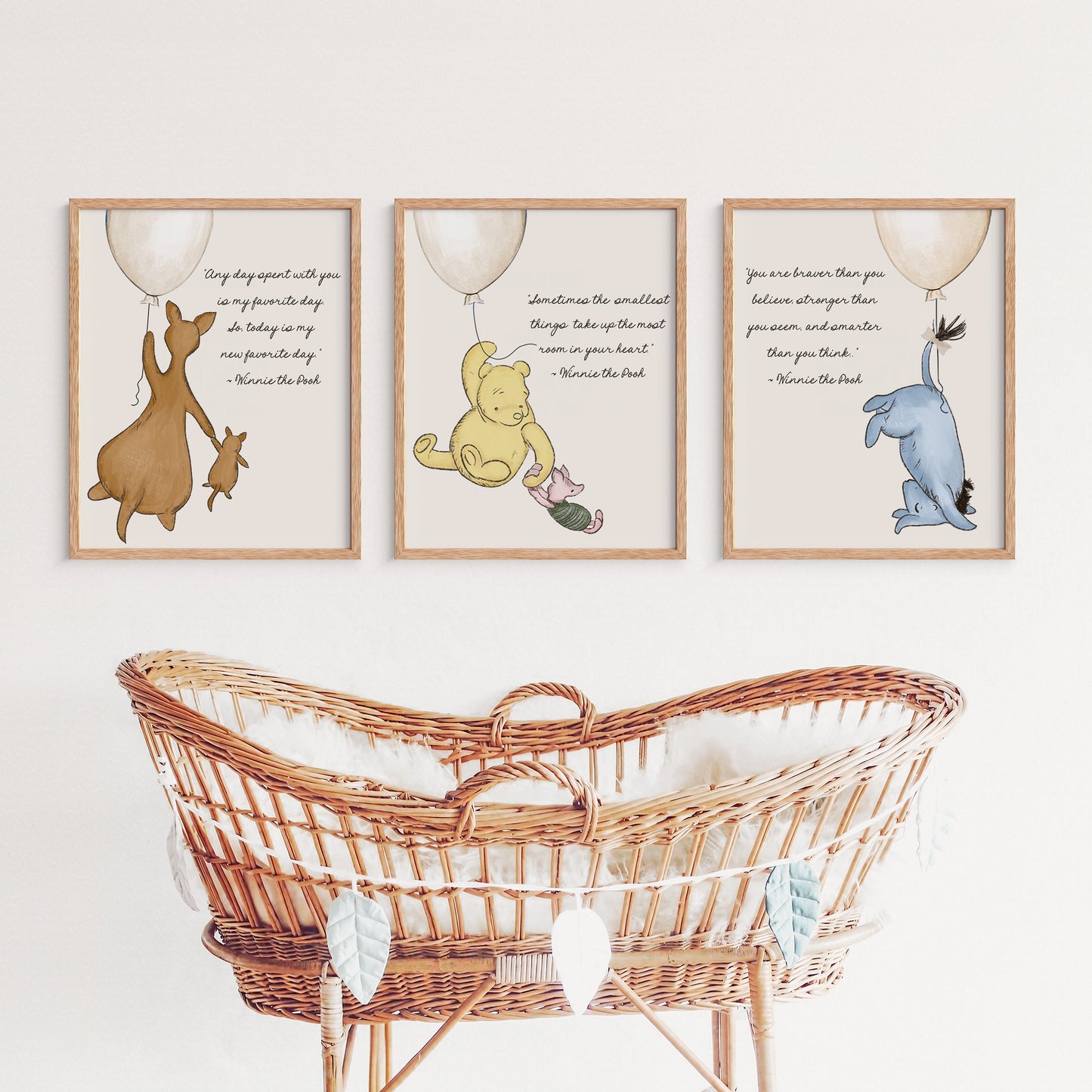 Set of 4 Winnie the Pooh Quotes Digital Nursery Prints -- BEIGE