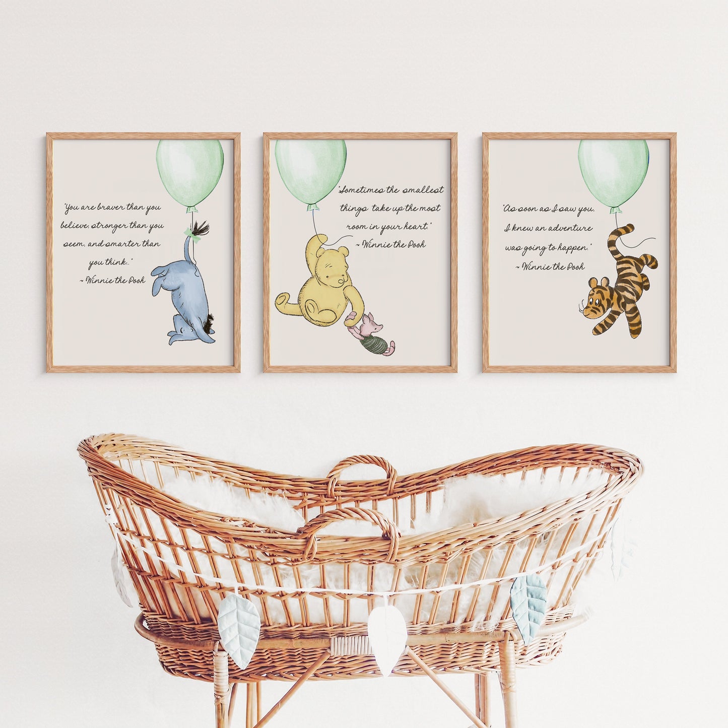 Set of 4 Pooh Bear Nursery Quote Digital Prints -- SAGE